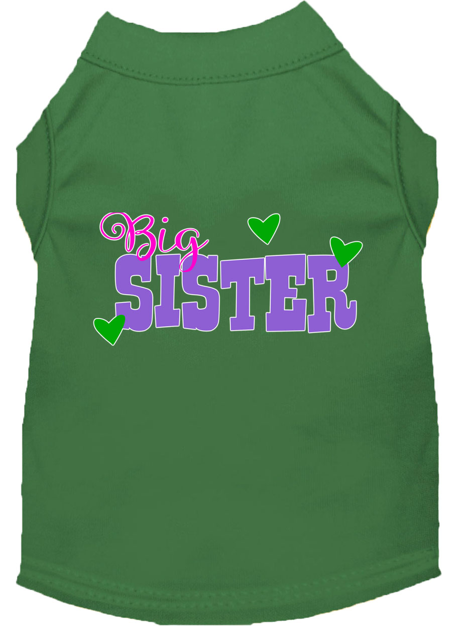 Big Sister Screen Print Dog Shirt Green Lg